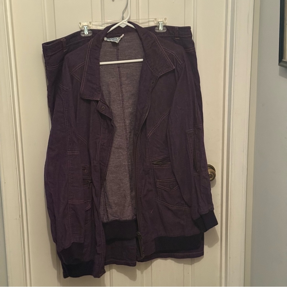 Vintage Y2K Denim 24/7 Purple Denim Jacket & Skirt Set Size 24W - Picture 3 of 9